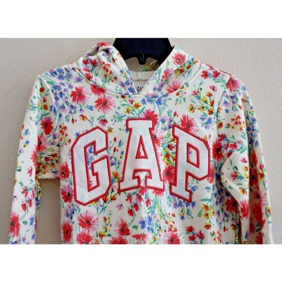 GAP Kids 889341 Girl's Sz L (10) Ivory Floral Logo Embroidered Pullover Hoodie - Picture 3 of 8